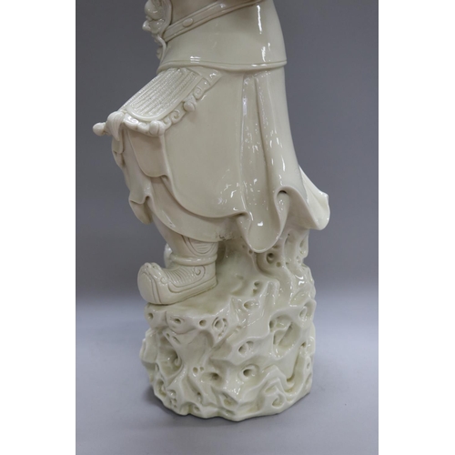 1111 - Chinese Blanc de Chine Warrior figure, with box, figure approx 57cm H x 25cm L x 20cm W