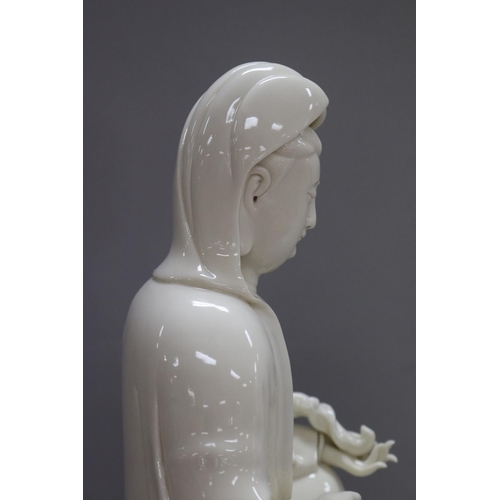 1112 - Chinese Blanc de Chine Guanyin figure, with box, figure approx 44cm H x 25cm L x 18cm W