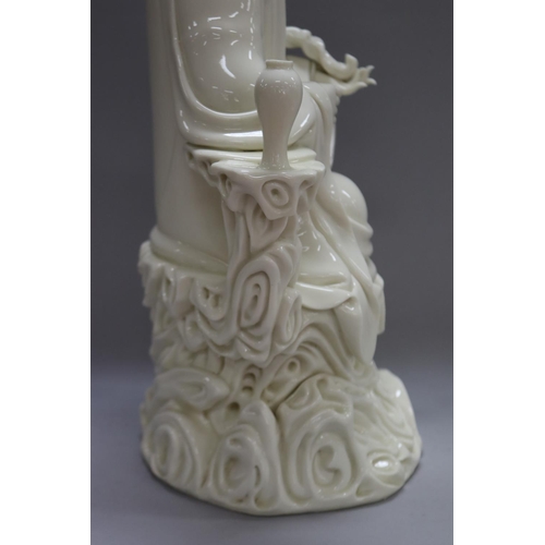 1112 - Chinese Blanc de Chine Guanyin figure, with box, figure approx 44cm H x 25cm L x 18cm W