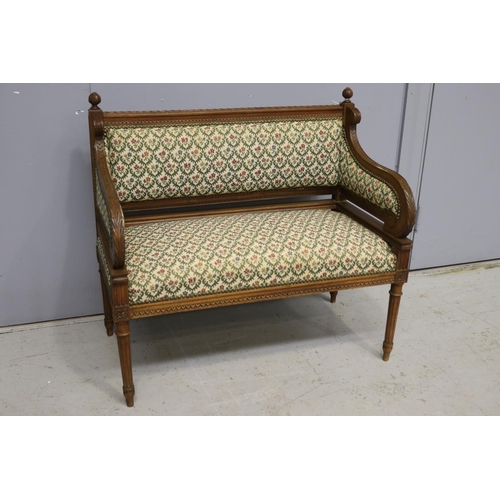 1182 - Petite antique French Louis XVI style sofa, approx 90cm L x 47cm W x 83cm H