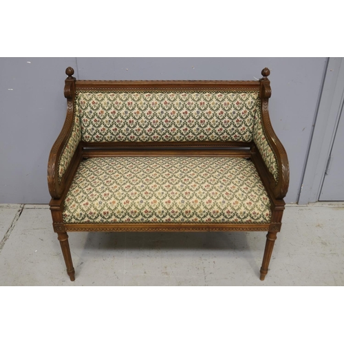 1182 - Petite antique French Louis XVI style sofa, approx 90cm L x 47cm W x 83cm H