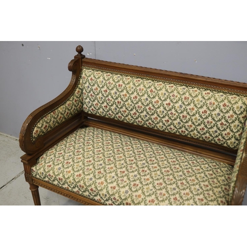 1182 - Petite antique French Louis XVI style sofa, approx 90cm L x 47cm W x 83cm H