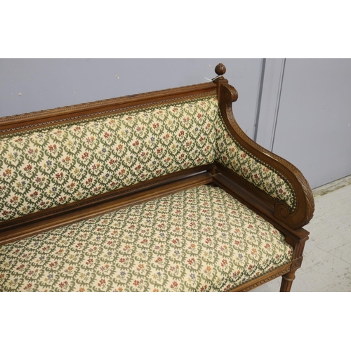 1182 - Petite antique French Louis XVI style sofa, approx 90cm L x 47cm W x 83cm H