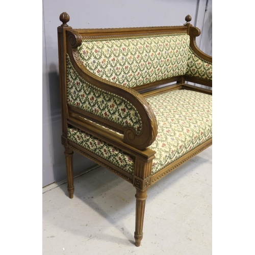 1182 - Petite antique French Louis XVI style sofa, approx 90cm L x 47cm W x 83cm H