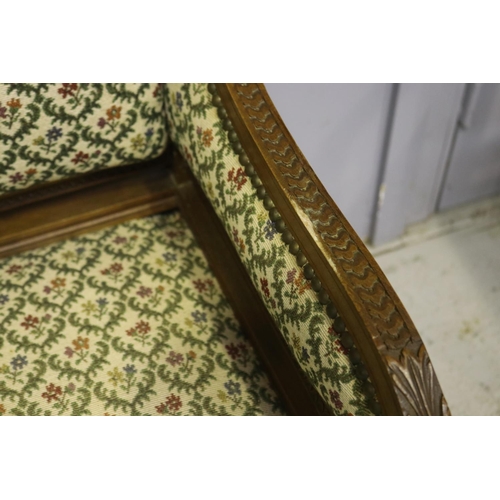 1182 - Petite antique French Louis XVI style sofa, approx 90cm L x 47cm W x 83cm H