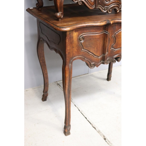 1202 - Antique early 19th century French panetiere bread safe cabinet & matched table stand, total approx 1... 