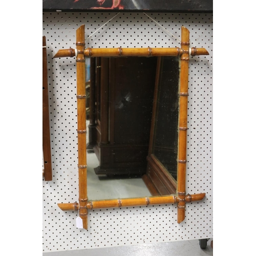 1269 - Antique French faux bamboo mirror, approx 74cm x 56cm