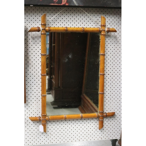 1269 - Antique French faux bamboo mirror, approx 74cm x 56cm