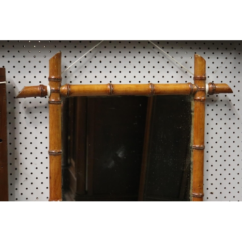 1269 - Antique French faux bamboo mirror, approx 74cm x 56cm