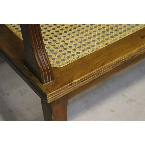 1275 - Unusual French Art Nouveau settee with cane seat & carved back support, approx 103cm H x 125cm W x 5... 