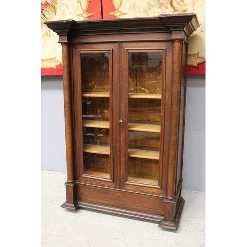 1304 - Antique French Empire revival double door showcase, approx 153cm H x 107cm W x 53cm D