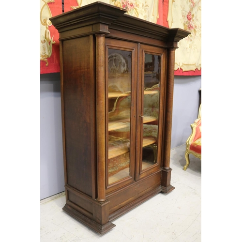 1304 - Antique French Empire revival double door showcase, approx 153cm H x 107cm W x 53cm D