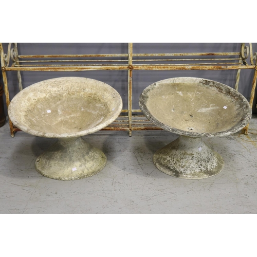 1320 - Pair of mid century Willy Guhl, Swiss, tilted saucer pedestal planters, each approx 46cm H x 64cm di... 