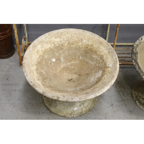 1320 - Pair of mid century Willy Guhl, Swiss, tilted saucer pedestal planters, each approx 46cm H x 64cm di... 