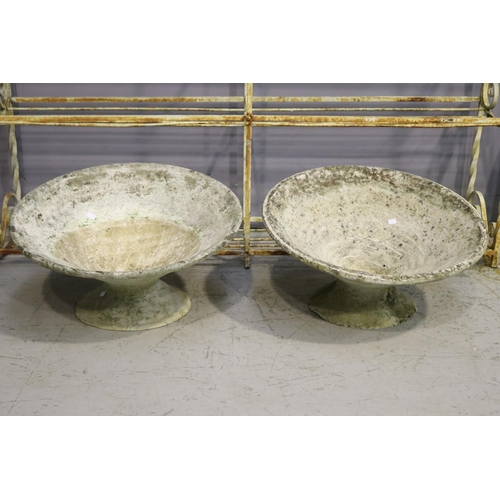 1322 - Pair of mid century Willy Guhl, Swiss, tilted saucer pedestal planters, each approx 37cm H x 64cm di... 