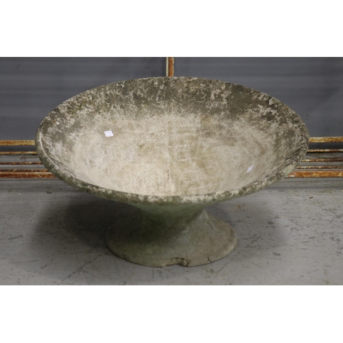 1323 - Mid century Willy Guhl, Swiss, tilted saucer pedestal planter, approx 37cm H x 64cm dia