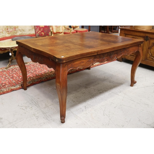 1331 - Vintage French Louis XV style drawer leaf dining table with parquetry top, approx 76cm H x 150cm W (... 