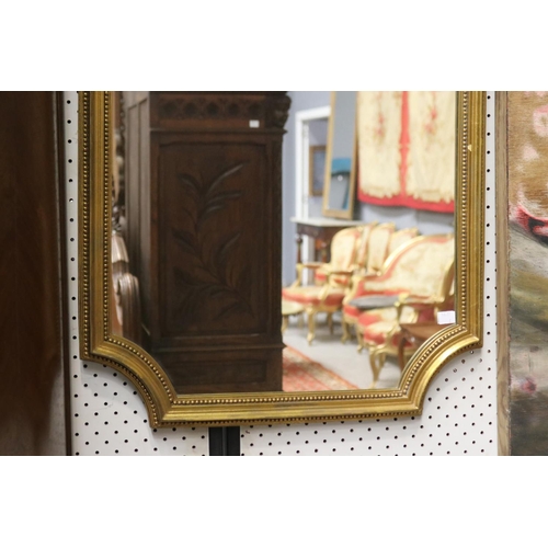 1393 - Vintage French shaped edge mirror, approx 96cm H x 56cm W