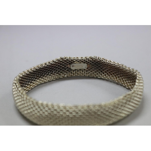 1021 - Tiffany & Co 925 sterling silver mesh bracelet, approx 45 grams