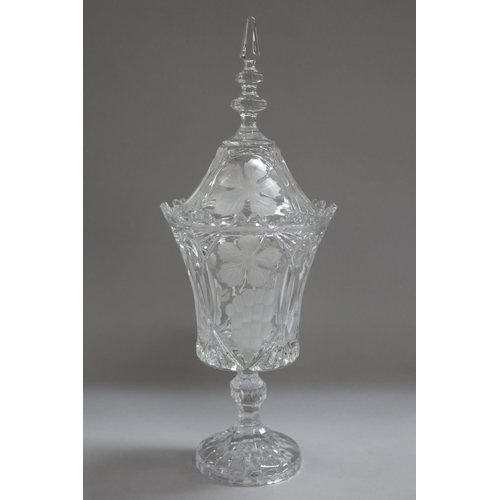 1325 - French cut crystal lidded vase, approx 42 cm H