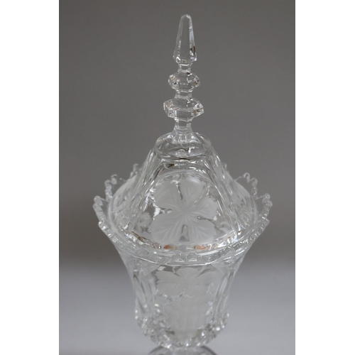 1325 - French cut crystal lidded vase, approx 42 cm H