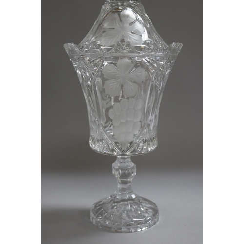 1325 - French cut crystal lidded vase, approx 42 cm H