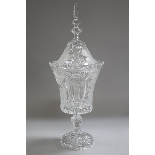 1325 - French cut crystal lidded vase, approx 42 cm H