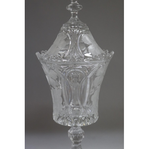 1325 - French cut crystal lidded vase, approx 42 cm H