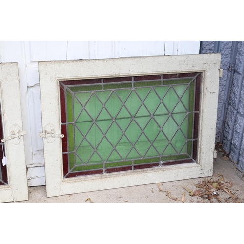 453 - Pair of leadlight windows, each approx 64cm H x 86cm W (2)