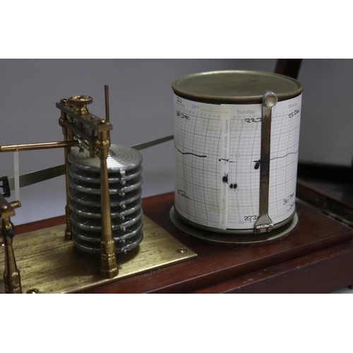 1156 - Antique English cased barograph, unmarked, cased, case approx 20cm H x 31cm W x 16cm D