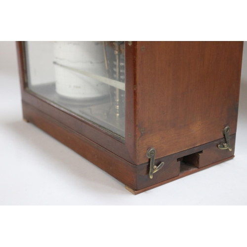 1156 - Antique English cased barograph, unmarked, cased, case approx 20cm H x 31cm W x 16cm D