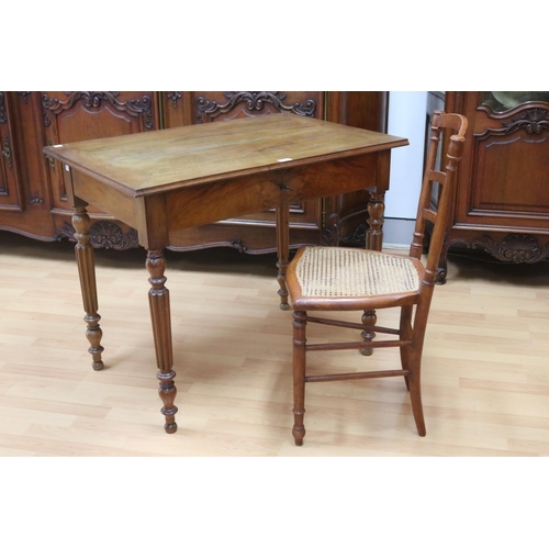 1193 - Vintage French walnut single drawer desk with matched petite side chair, desk approx 60.5cm L x 89cm... 