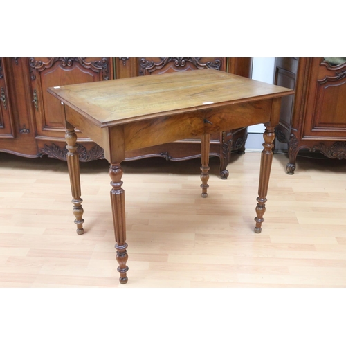 1193 - Vintage French walnut single drawer desk with matched petite side chair, desk approx 60.5cm L x 89cm... 