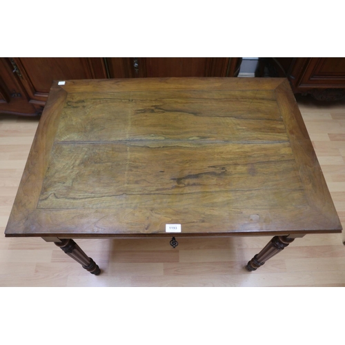 1193 - Vintage French walnut single drawer desk with matched petite side chair, desk approx 60.5cm L x 89cm... 