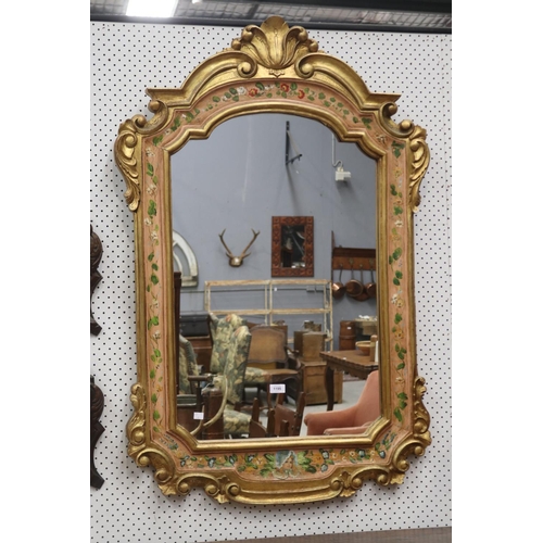 1195 - Decorative Italian painted wall mirror, approx 124cm H x 82cm W