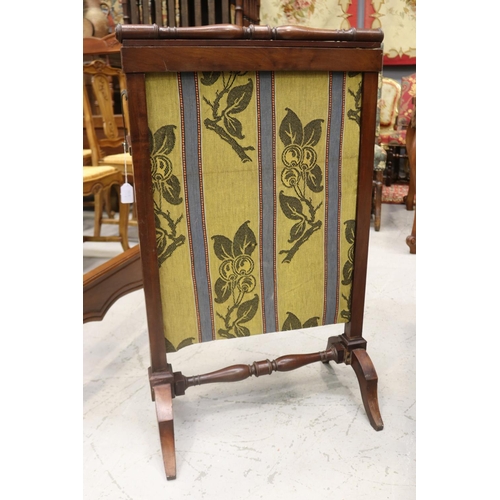 1240 - Antique French fire screen, drop down shelf, upholstered screen, approx 90cm H x 55cm W x 42cm D (wi... 