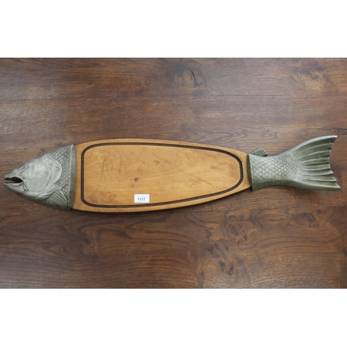 1372 - Large salmon serving board, approx 21cm H x 90cm L