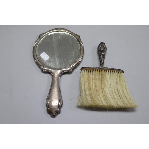 15 - Sterling silver brush and mirror, mirror approx 25cm H x 14cm L (2)