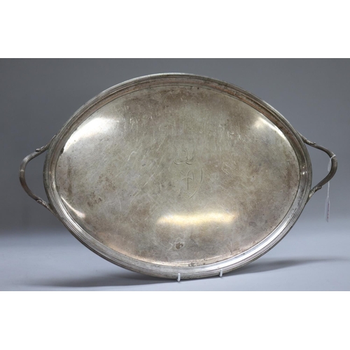 1082 - Antique Georgian hallmarked sterling silver twin handle tray, London 1794-95 Timothy Renou (1930 gra... 