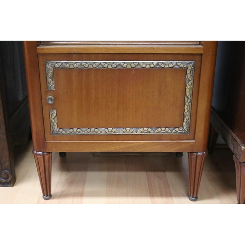 1051 - Fine French Art Deco marble topped nightstand, approx 45cm L x 30cm W x 75cm H