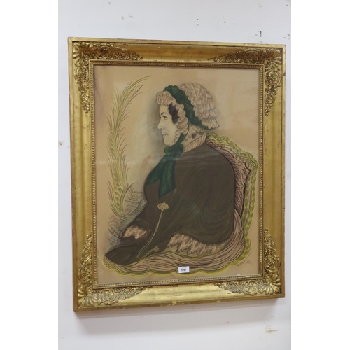 1097 - French school, hand coloured mid 19th century lithograph, of a seated lady, dated 1857, approx 89.5c... 