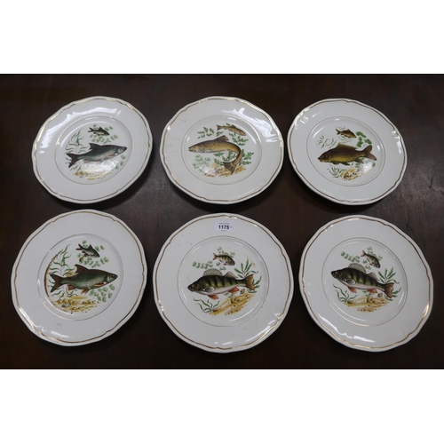 1175 - Set of six French Longchamp porcelain fish plates, approx 25.5cm Dia (6)