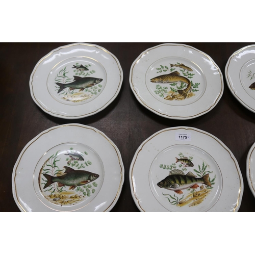 1175 - Set of six French Longchamp porcelain fish plates, approx 25.5cm Dia (6)
