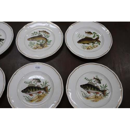 1175 - Set of six French Longchamp porcelain fish plates, approx 25.5cm Dia (6)