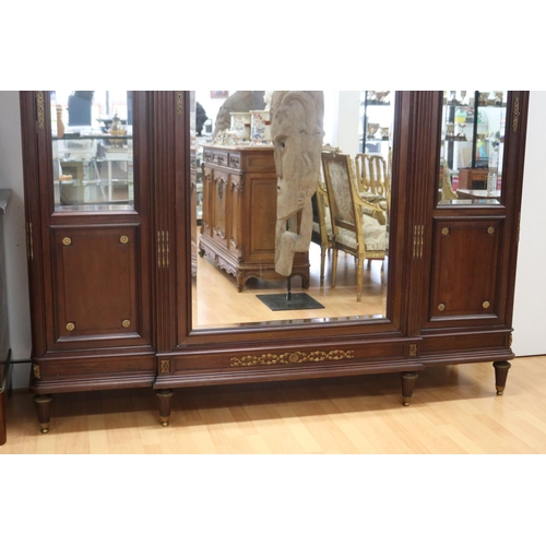 1185 - Impressive antique French Louis XVI revival breakfront three door armoire, approx 265cm H x 207cm L ... 