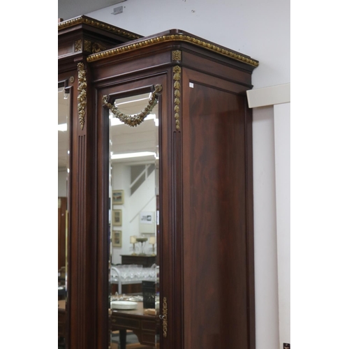 1185 - Impressive antique French Louis XVI revival breakfront three door armoire, approx 265cm H x 207cm L ... 