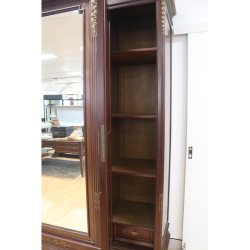 1185 - Impressive antique French Louis XVI revival breakfront three door armoire, approx 265cm H x 207cm L ... 