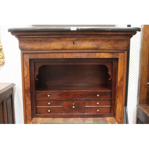 1228 - Antique French Louis Philippe secretaire a abattant / fall front desk with marble top, approx 149cm ... 