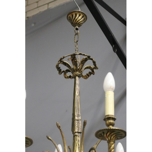 1305 - Vintage French six light chandelier, approx 92cm H x 61cm dia