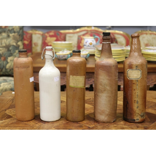 1337 - Lot of five stoneware bottles, approx 34cm H & smaller (5)